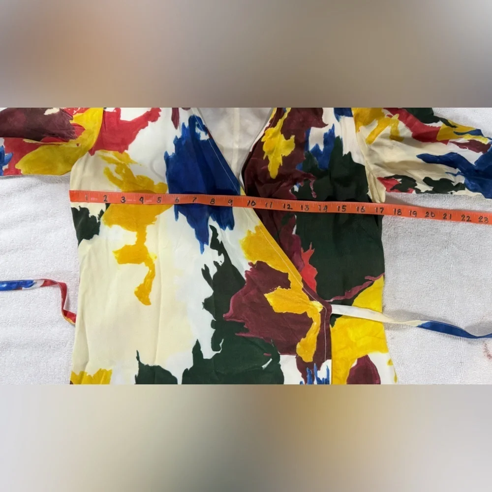 WRAY Multi color 100% Silk Expressionist wrap Dress size XS - Picture 13 of 15